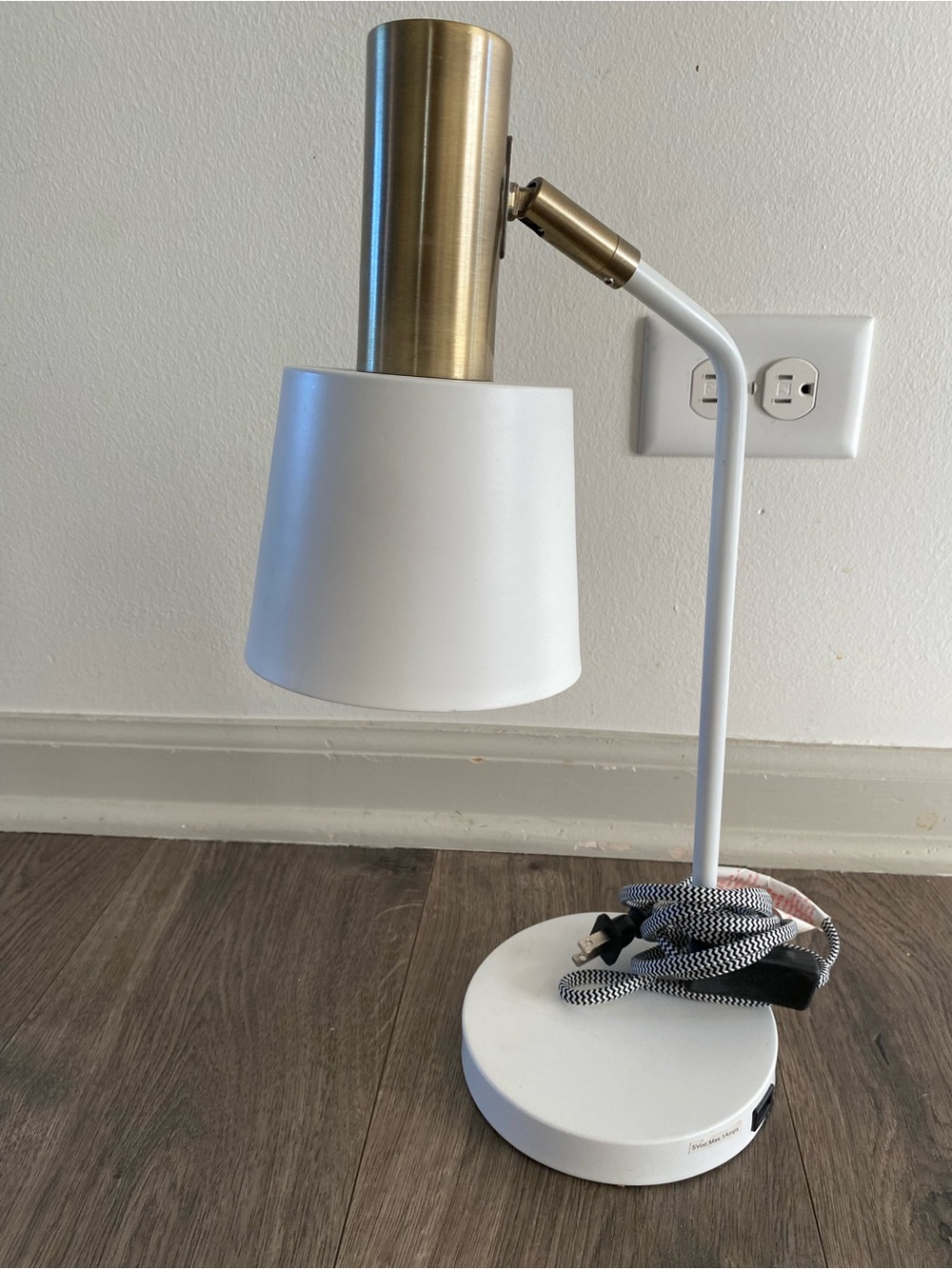 Modern White and Brass Desk Lamp